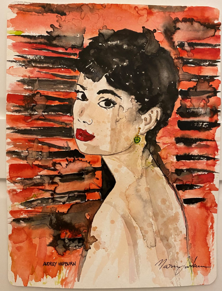 Audrey Hepburn i gruppen Kunstgalleri / Tekniker / Akvarell hos NOA Gallery (100016_audryhepburn)