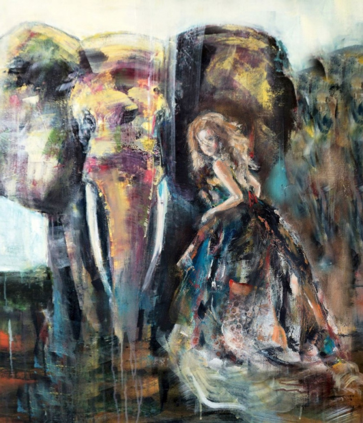 Running with elephants i gruppen Kunstgalleri / Dyr og natur / Dyr og natur hos NOA Gallery (100079_3442)