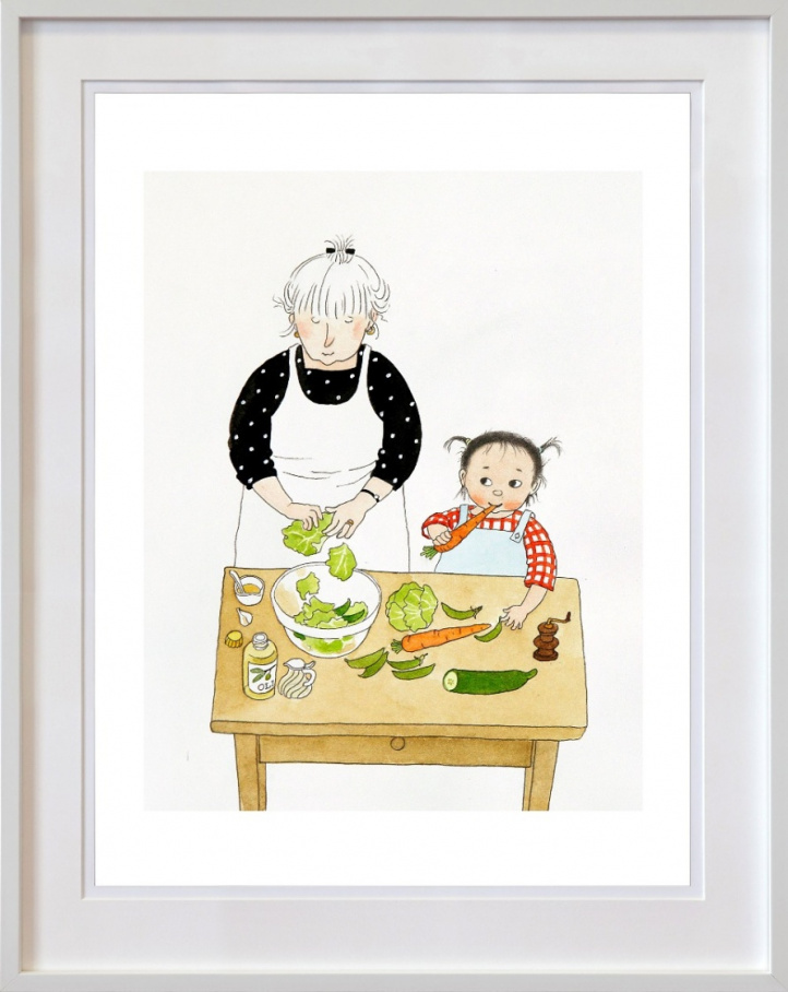 Mollan och mormor gör sallad i gruppen Kunstgalleri / Temaer / Gastronomi hos NOA Gallery (100087_758)