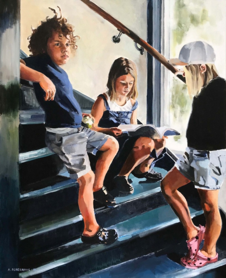 Barnen i trappan (Original) i gruppen Kunstgalleri / Original hos NOA Gallery (100095_851)