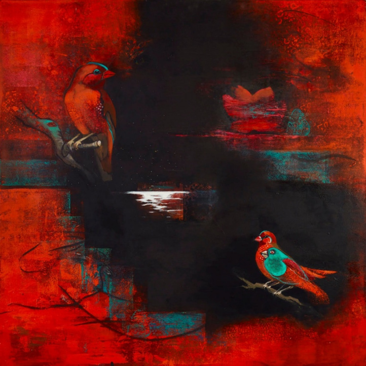 Röd fågel 1 i gruppen Kunstgalleri / Dyr og natur / Fugler hos NOA Gallery (100101_1291)