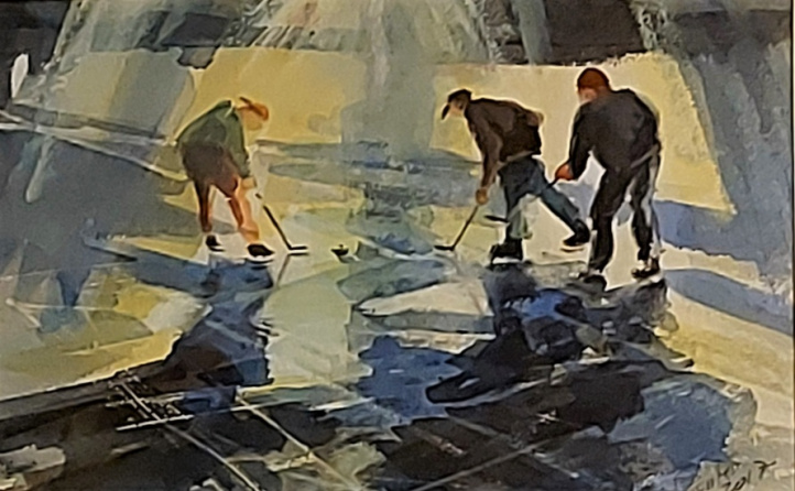 Pojkar på isen i gruppen Kunstgalleri / Tekniker / Akvarell hos NOA Gallery (100114_7618)
